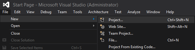 Create Lists with SharePoint Using Visual Studio 2015: With Visual Studio open, let’s now create a SharePoint Project by going through the File -> New -> Project menu.